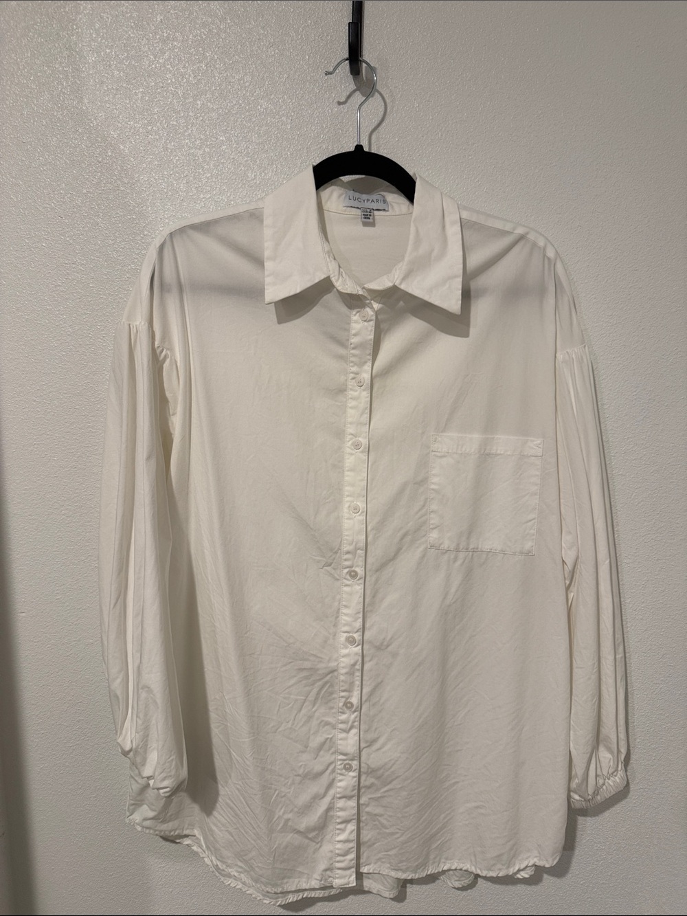 Lucy Paris Oversized Ivory Button-Down Shirt
